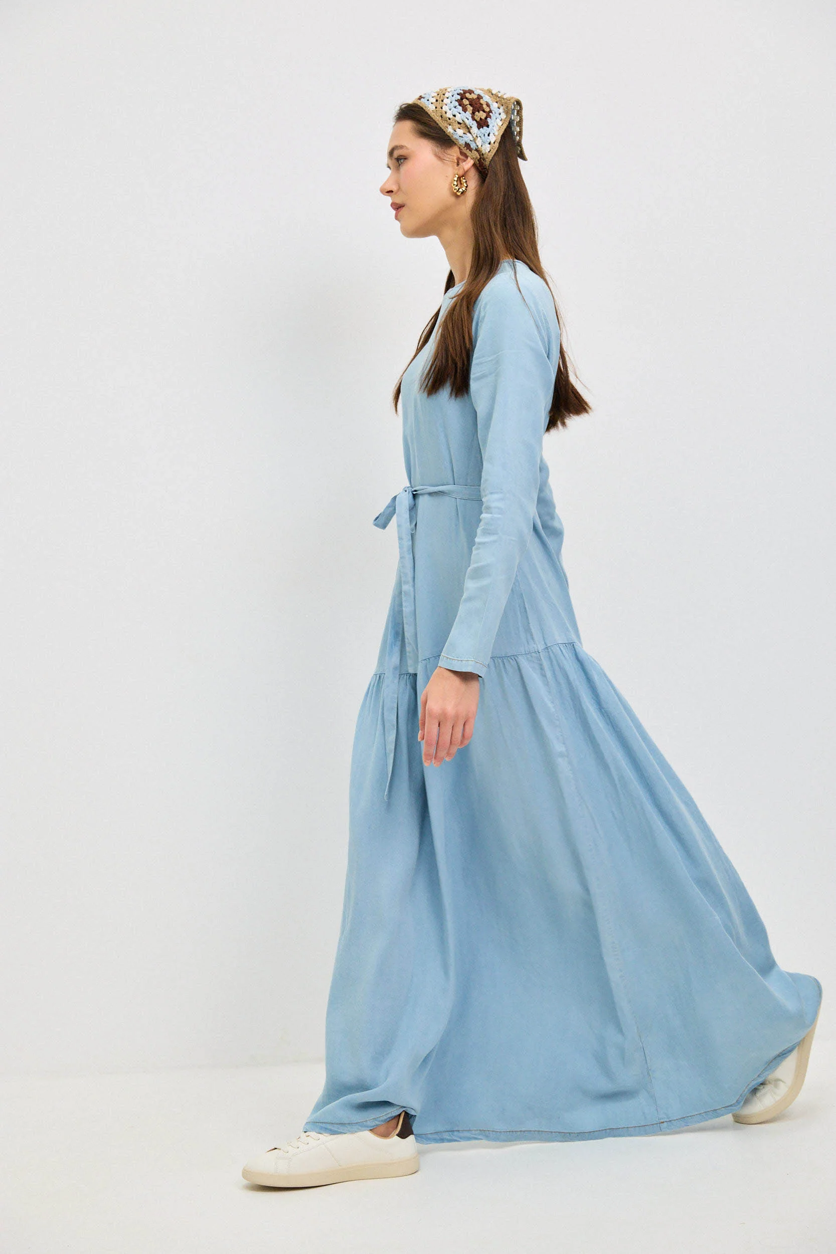 שמלת טנסל גינס עם חתך נמו LIGHT BLUE - Image 6