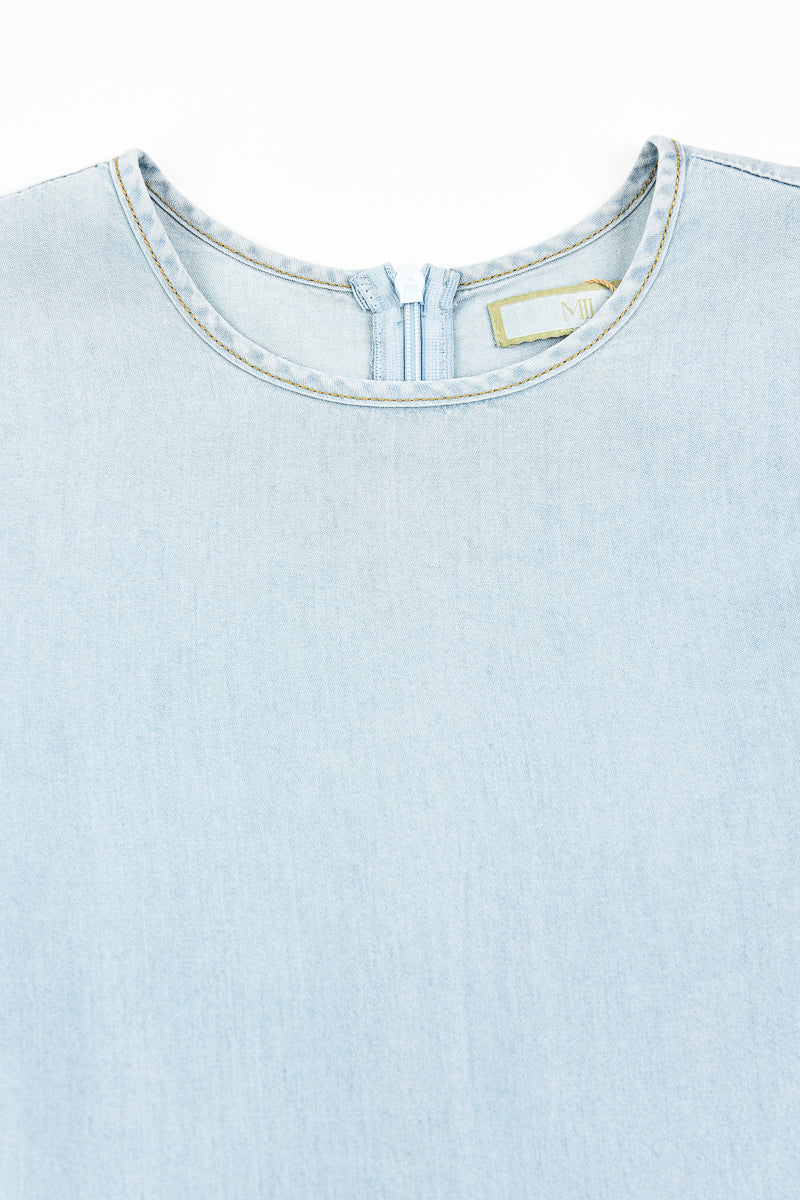 שמלת טנסל גינס עם חתך נמו LIGHT BLUE - Image 8