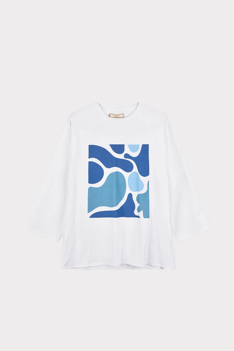 חולצת אוברסייז עם פרינט PRINT BLUE