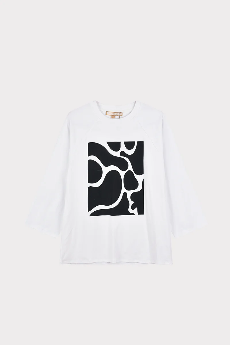 חולצת אוברסייז עם פרינט PRINT BLACK