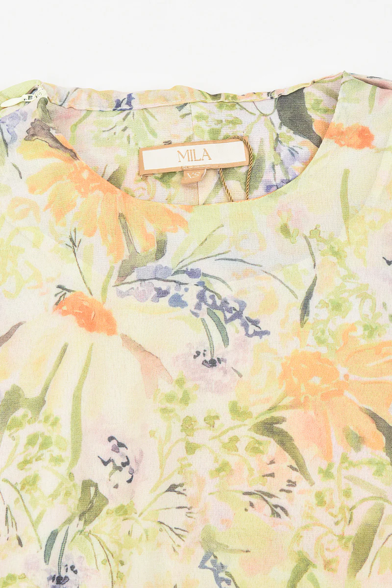 חולצה פרחונית עם קשירות YELLOW - Image 8