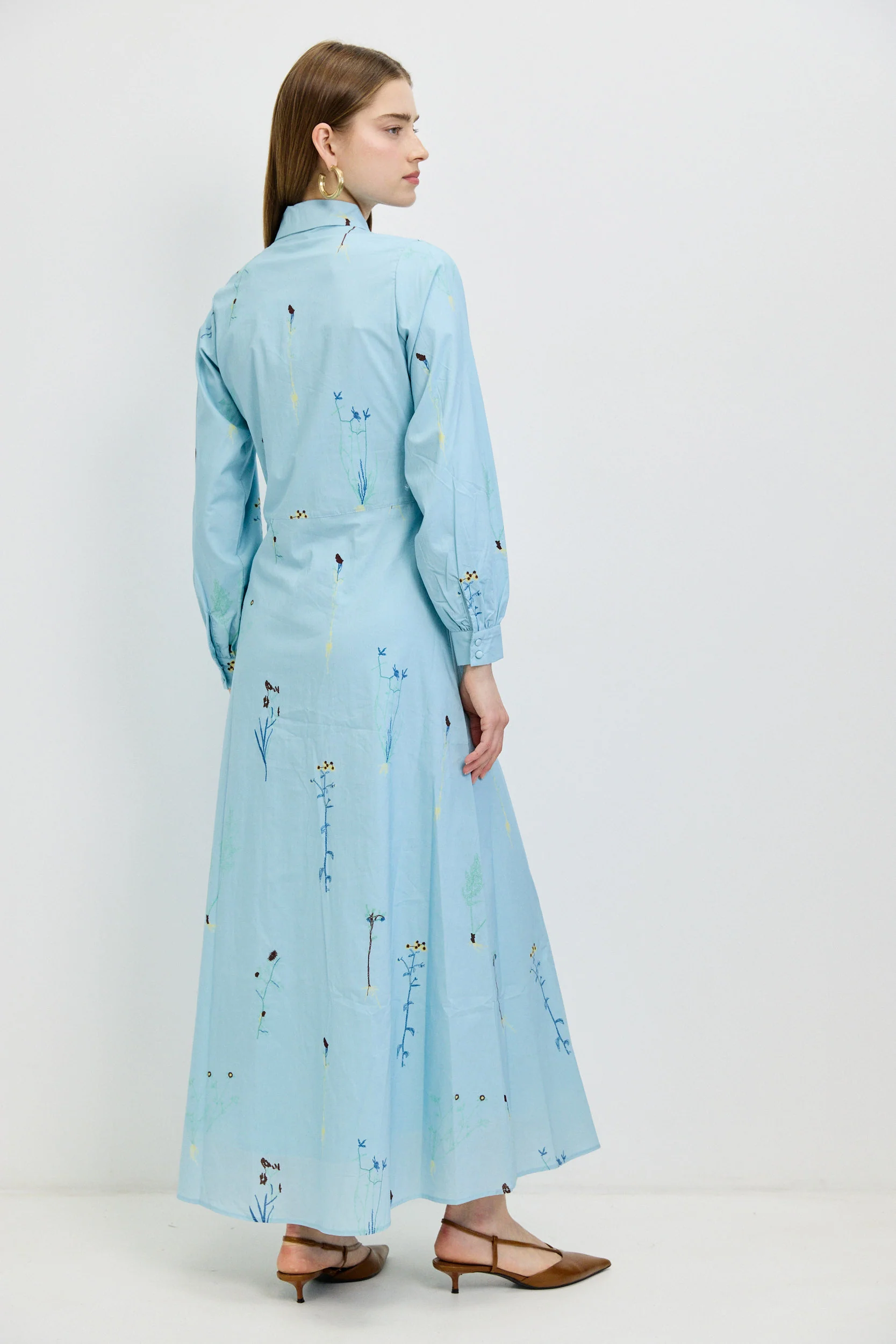 שמלת פרינט קשירה במותן LIGHT BLUE - Image 4