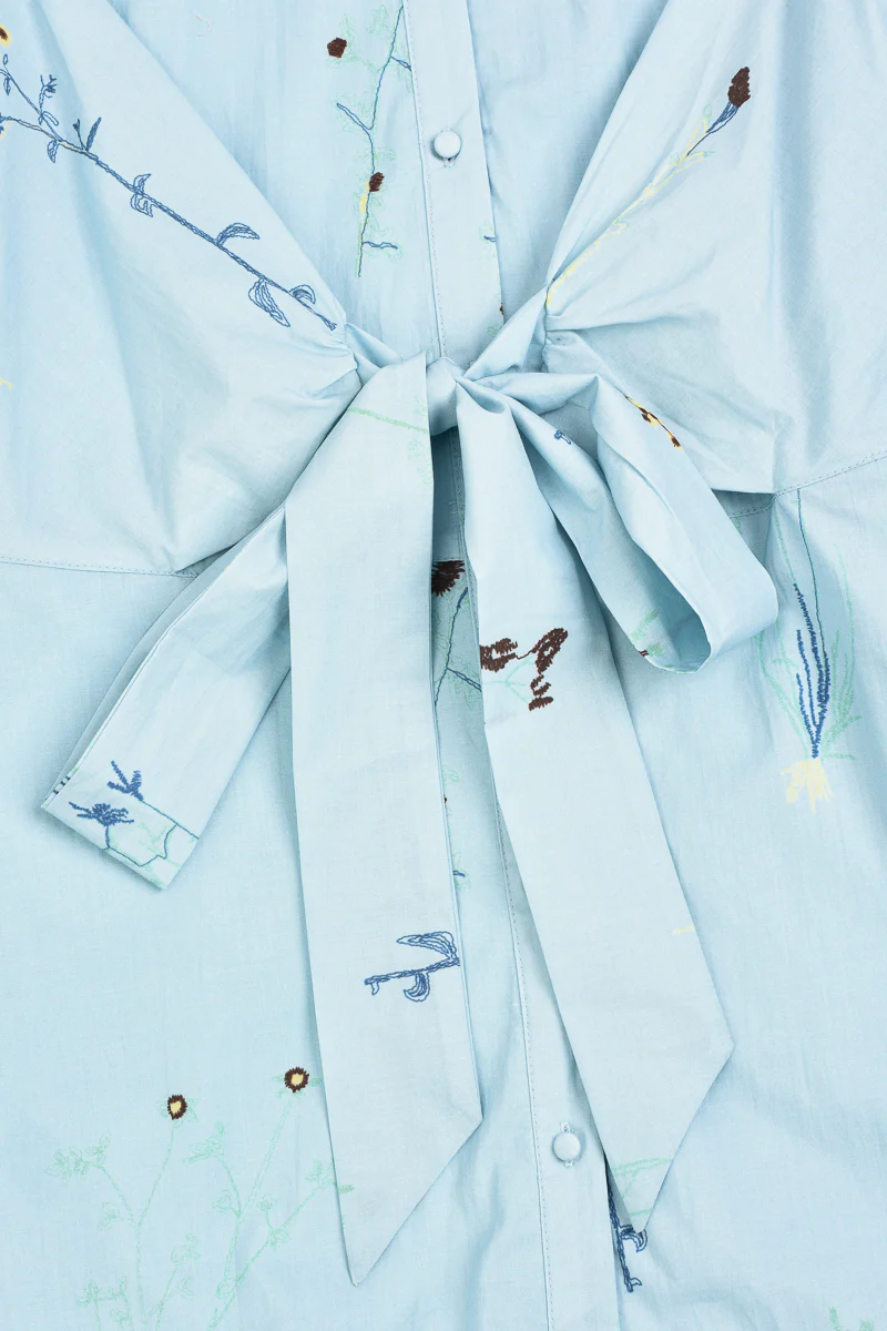 שמלת פרינט קשירה במותן LIGHT BLUE - Image 8