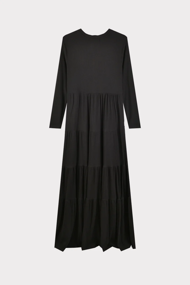 שמלה שחורה ריבס קומות BLACK - Image 8