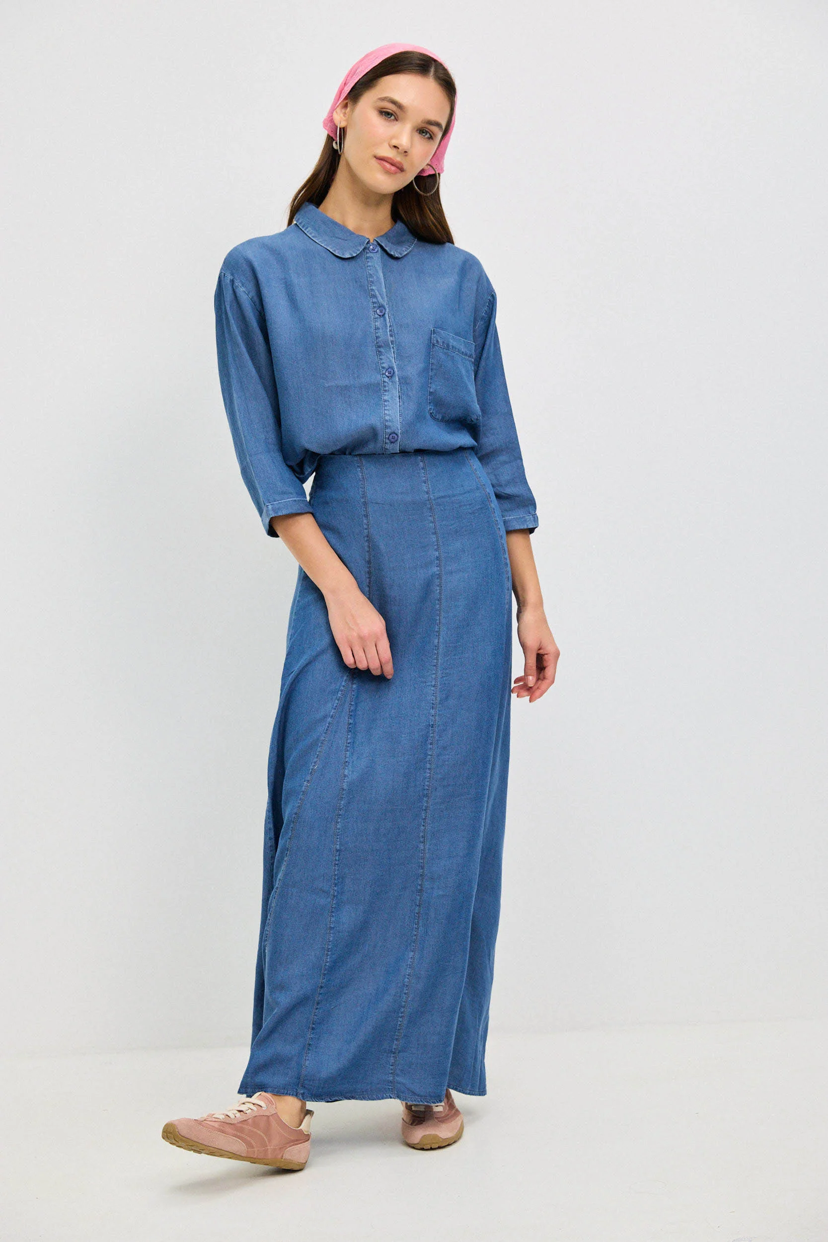חצאית חלקים טנסל גינס DARK DENIM - Image 3