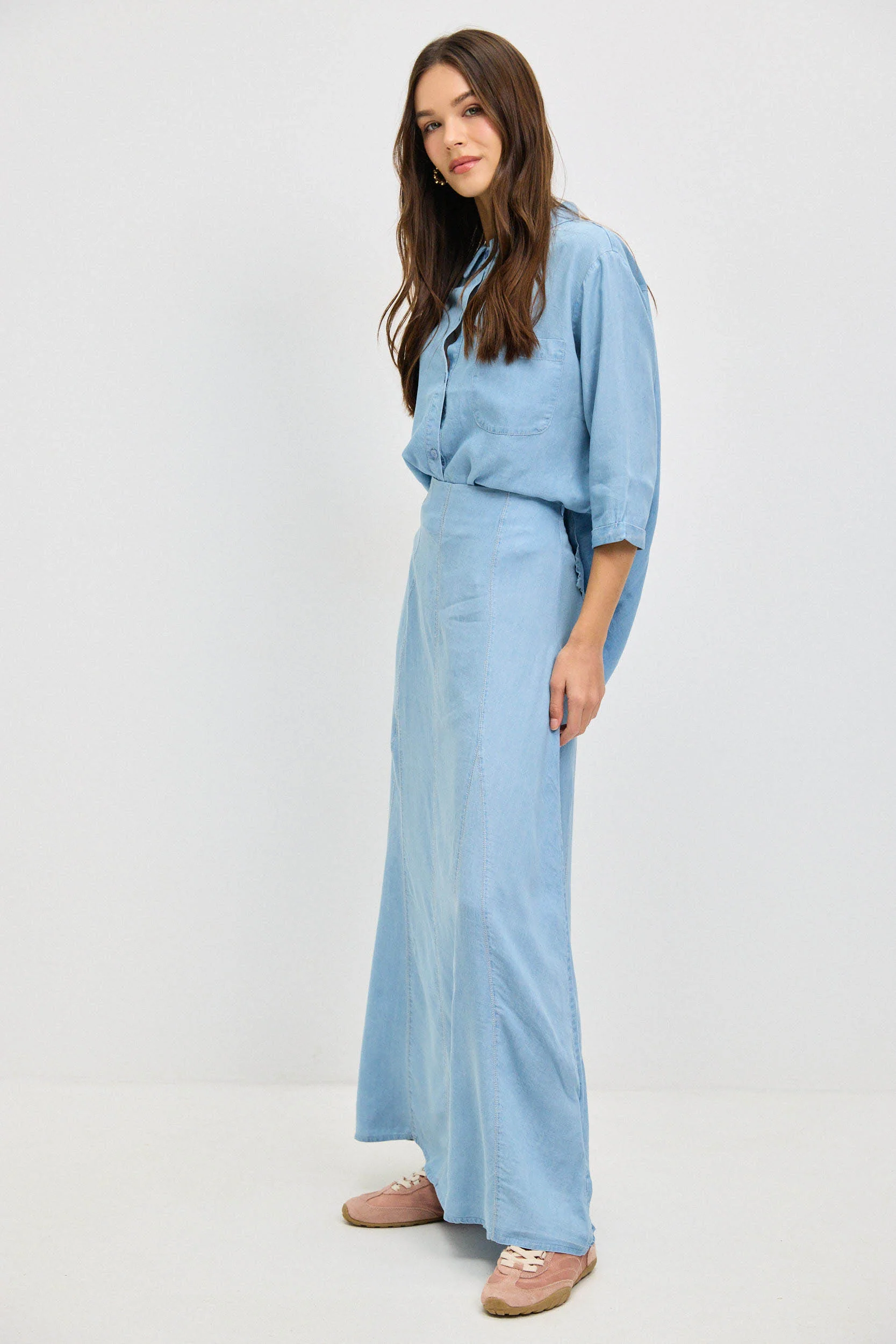 חצאית חלקים טנסל גינס LIGHT DENIM - Image 3