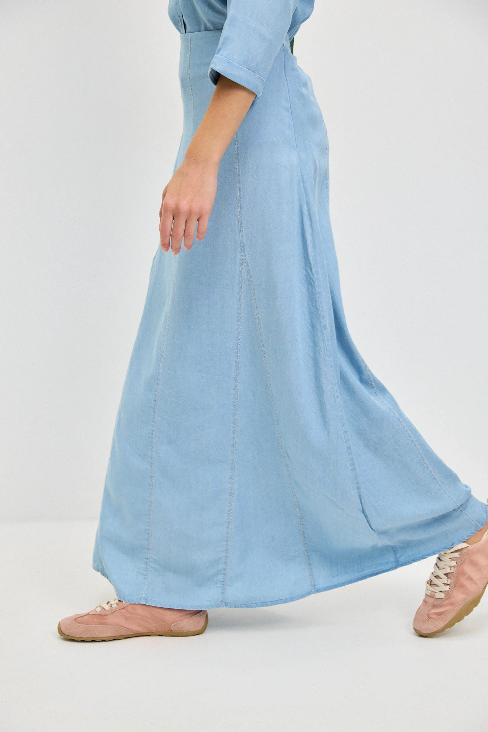 חצאית חלקים טנסל גינס LIGHT DENIM - Image 6