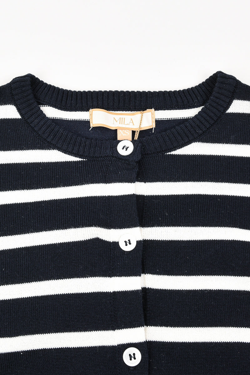 קרדיגן סריג ריב פסים NAVY - Image 3