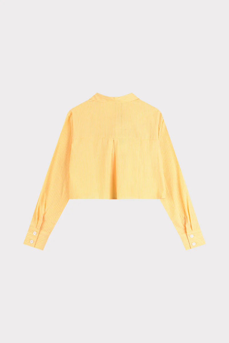 טופ קרופ פסים מכופתר YELLOW - Image 4