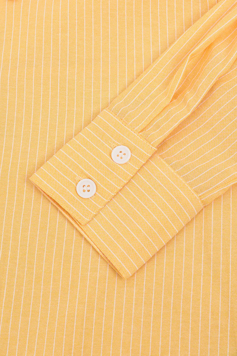 טופ קרופ פסים מכופתר YELLOW - Image 6