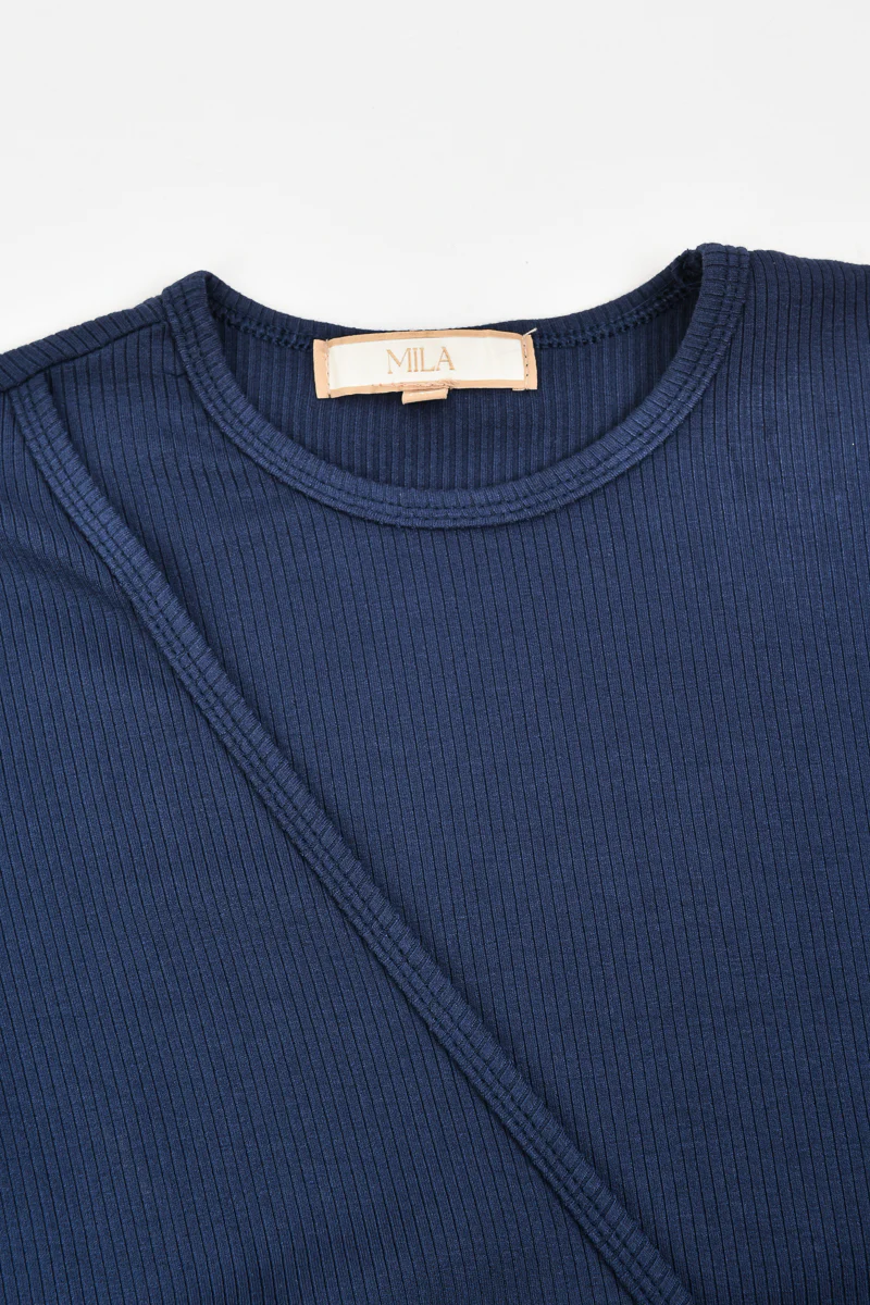 חולצת בייסיק מעטפת NAVY - Image 3
