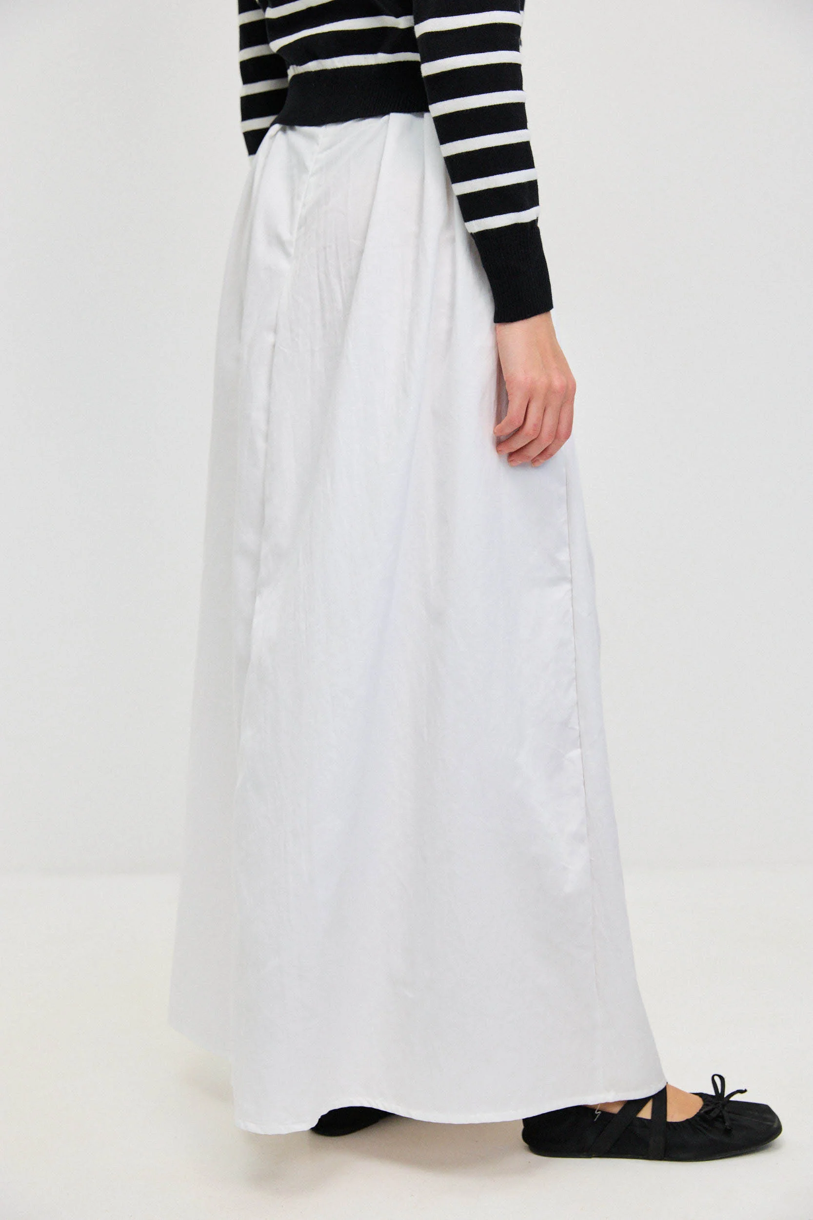 חצאית קפלים מתרחבת WHITE - Image 3