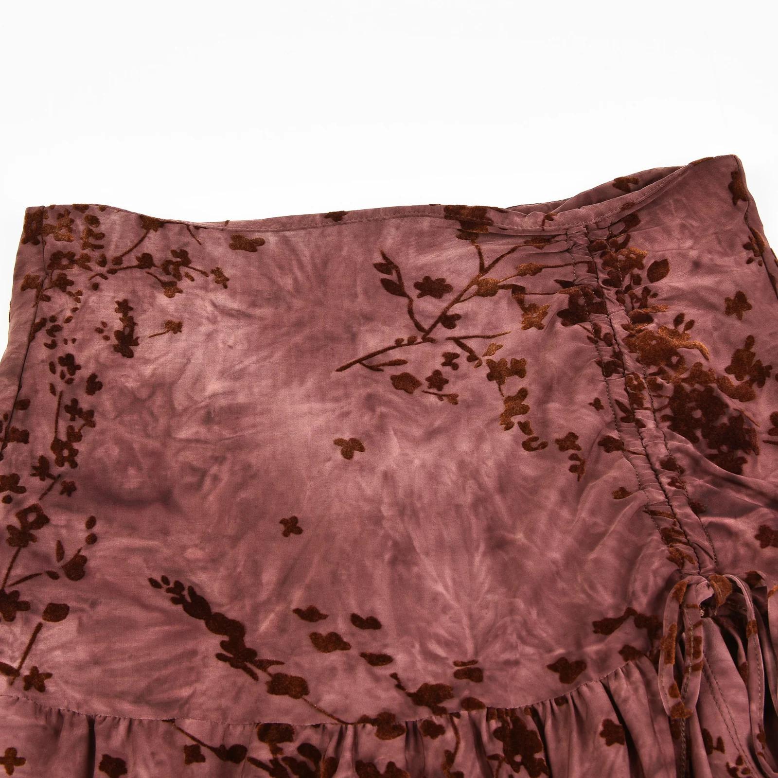 חצאית הדפס קטיפה BURGUNDY - Image 13