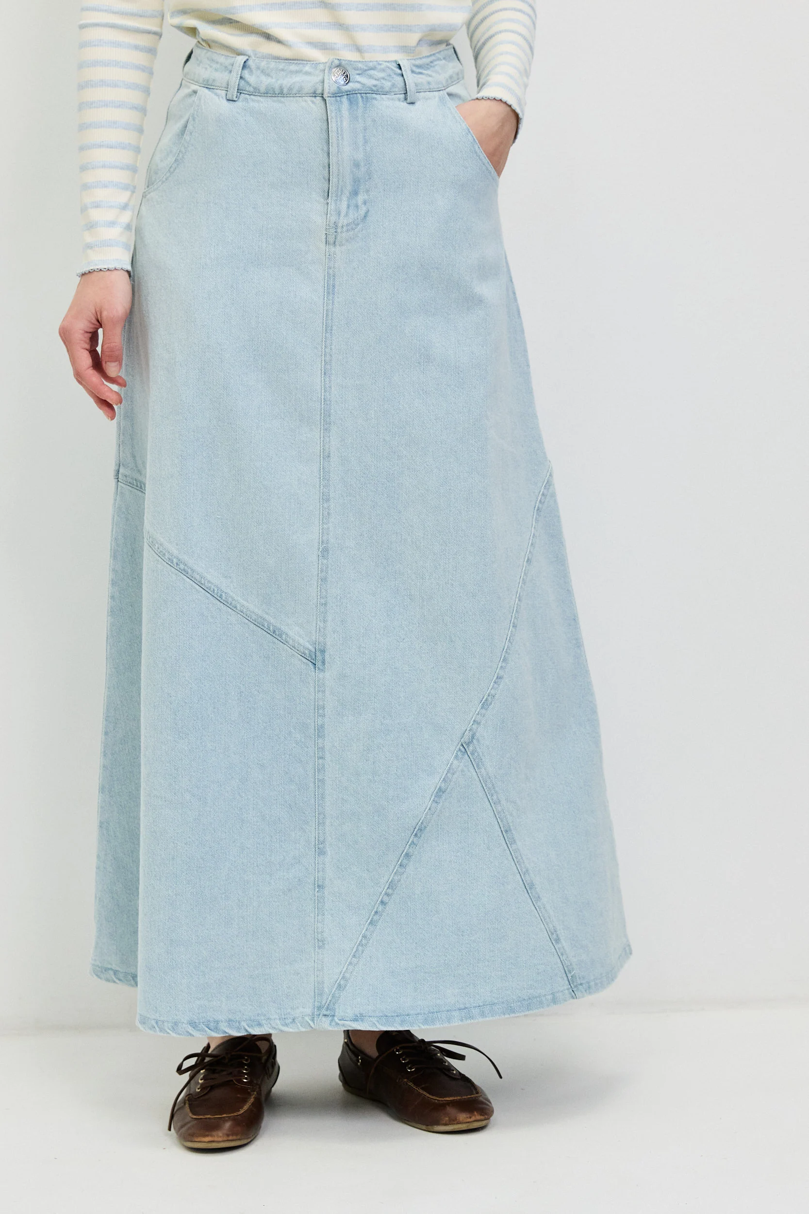 חצאית גינס חלקים LIGHT BLUE - Image 4