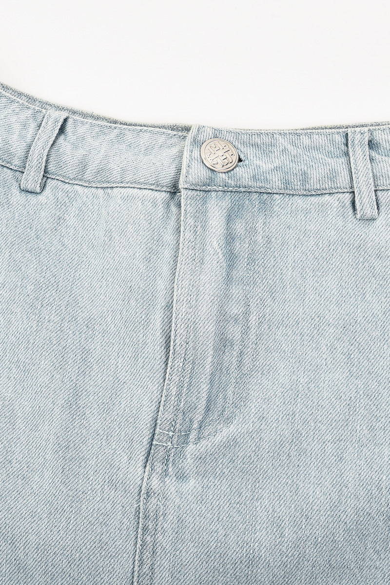 חצאית גינס חלקים LIGHT BLUE - Image 6