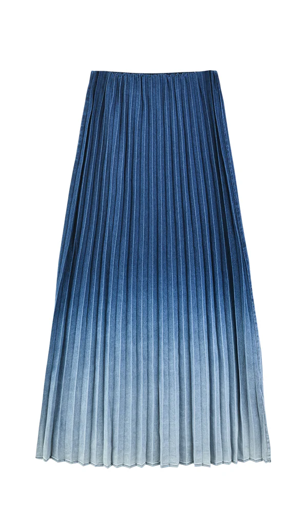 חצאית פליסה גינס OMBRE DENIM