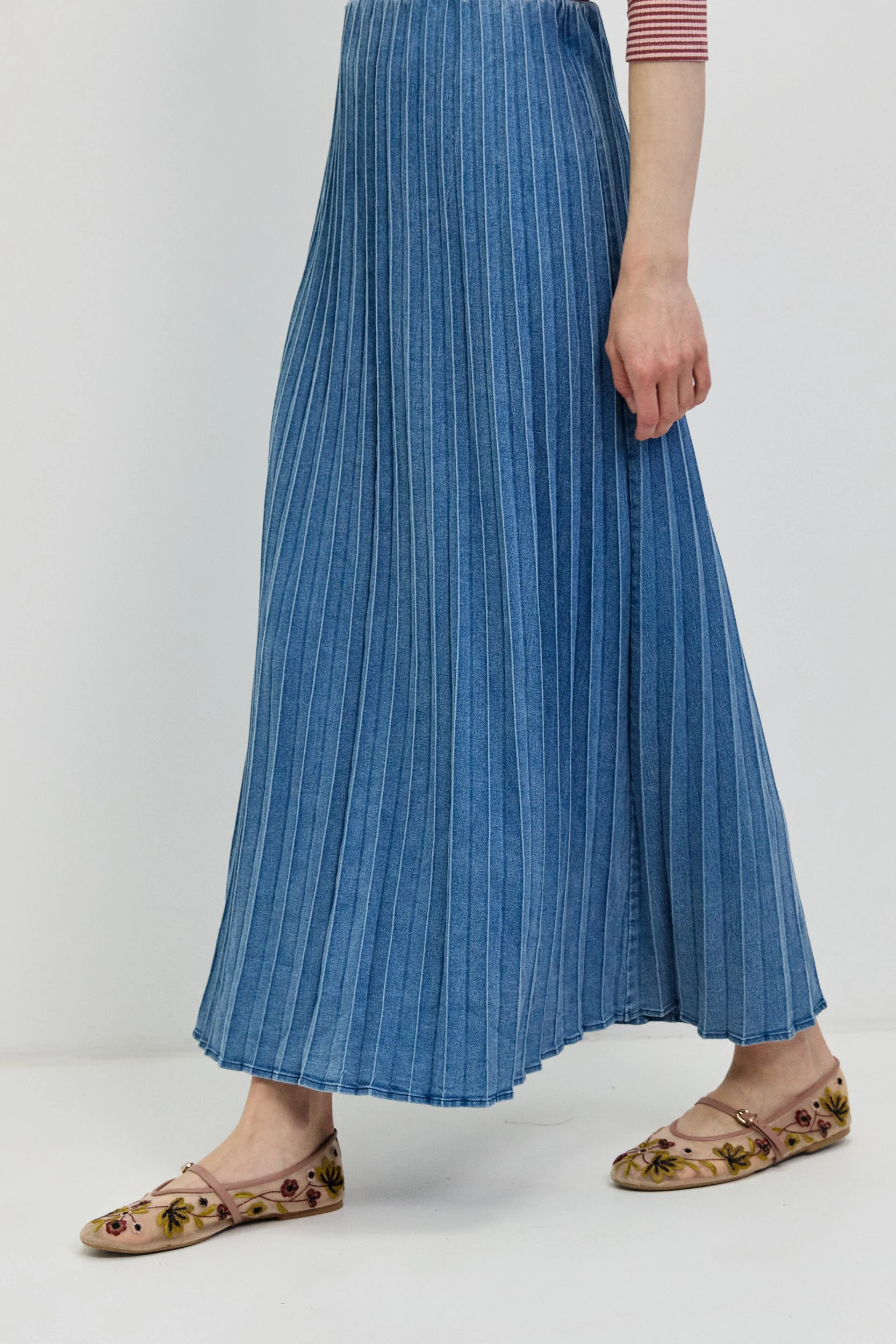 חצאית פליסה גינס BLUE DENIM - Image 3