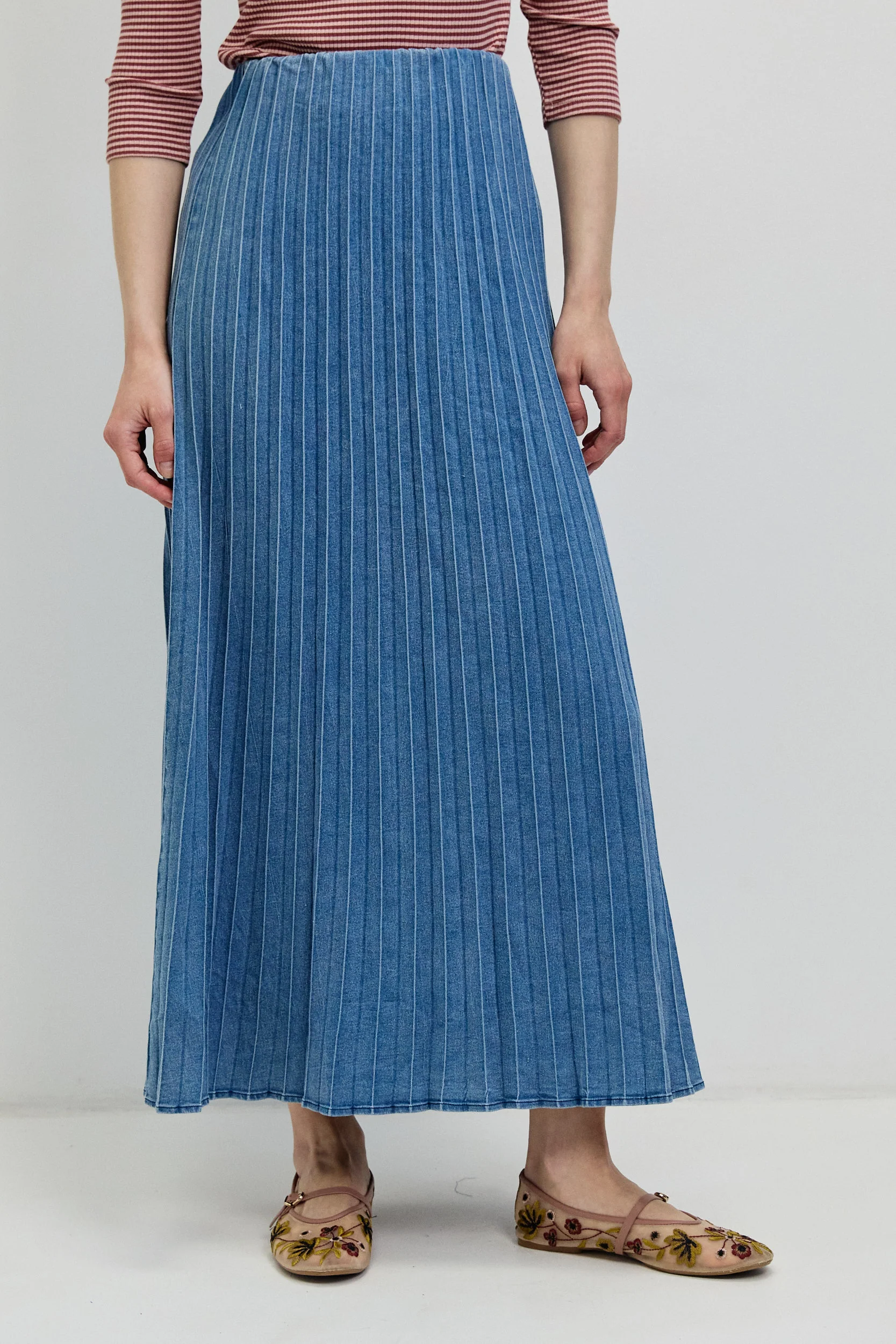 חצאית פליסה גינס BLUE DENIM - Image 4