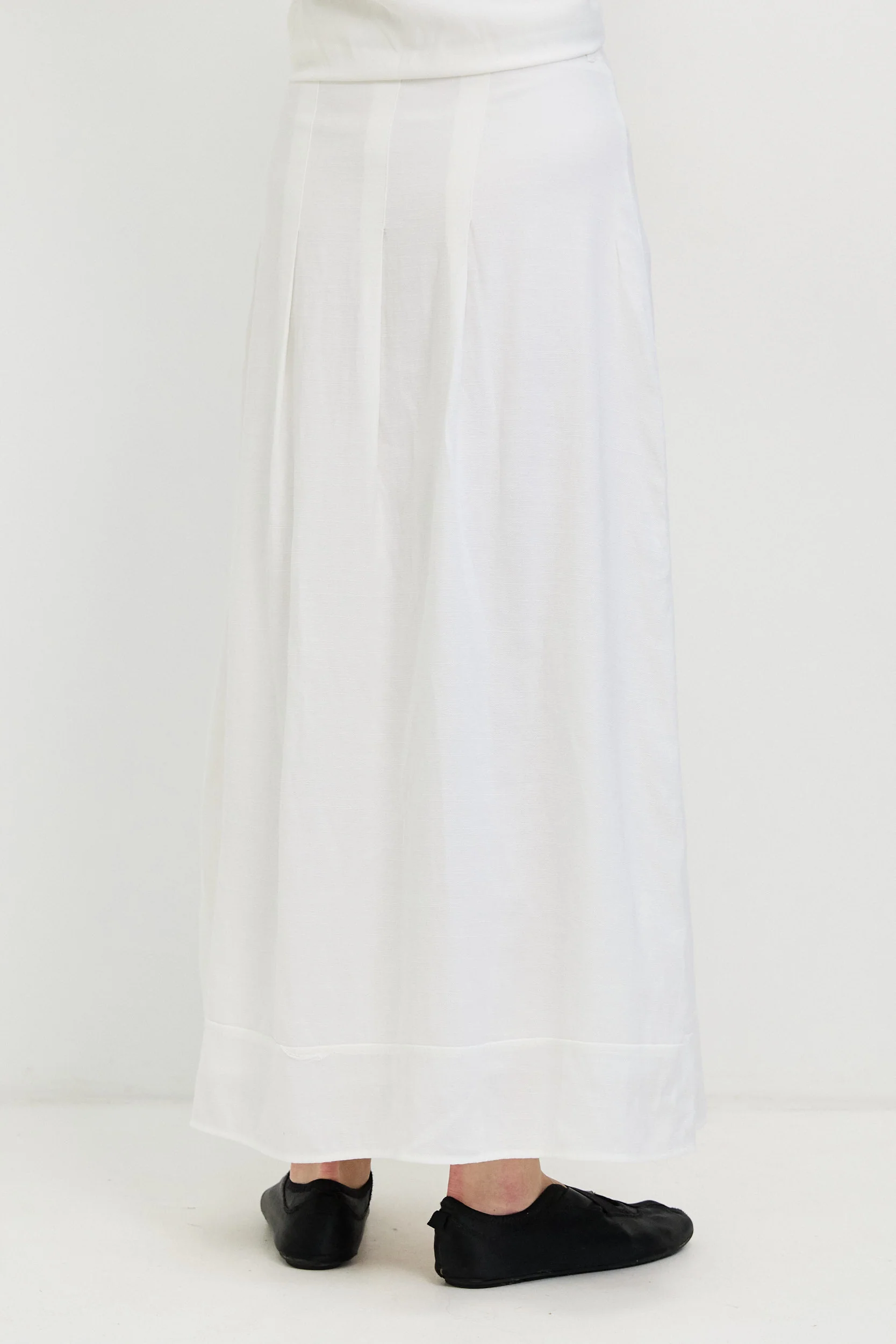 חצאית פשתן כפלים WHITE - Image 4