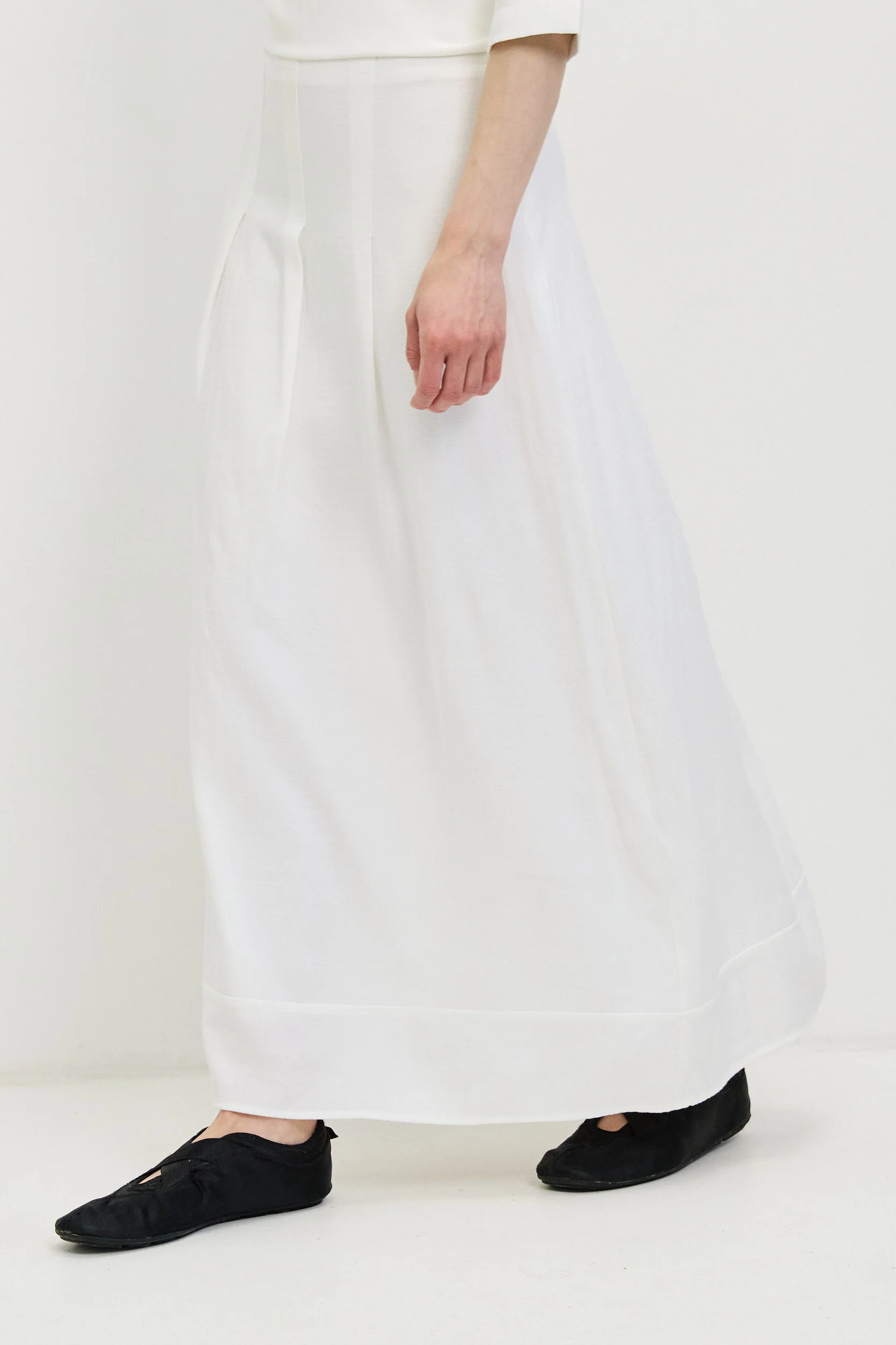 חצאית פשתן כפלים WHITE - Image 5