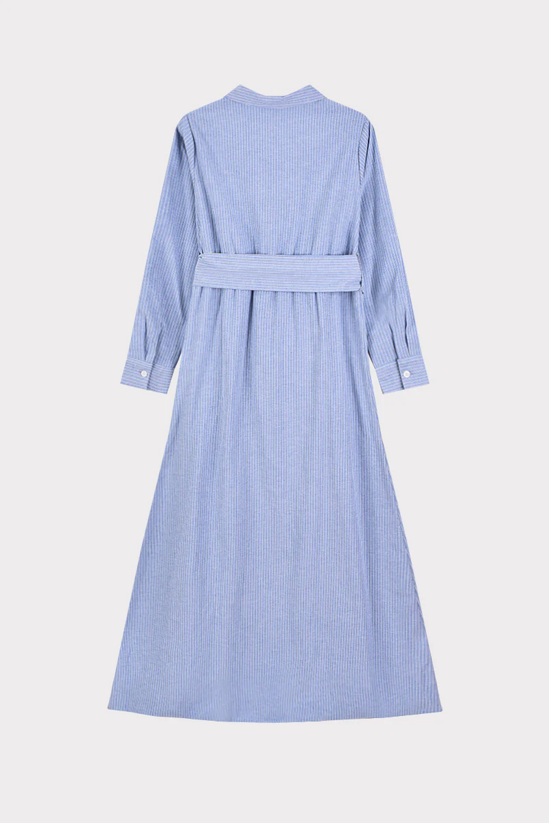 שמלת מעטפת פסים BLUE - Image 6