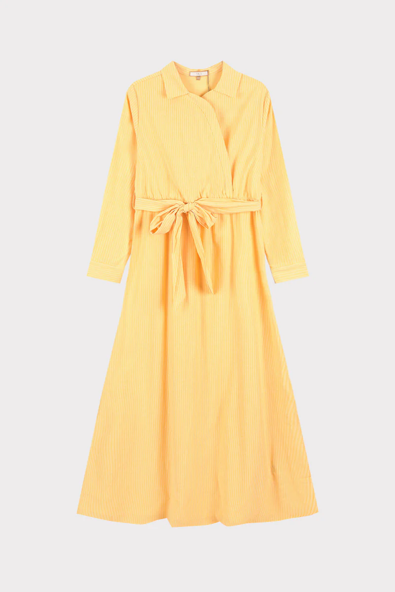שמלת מעטפת פסים YELLOW